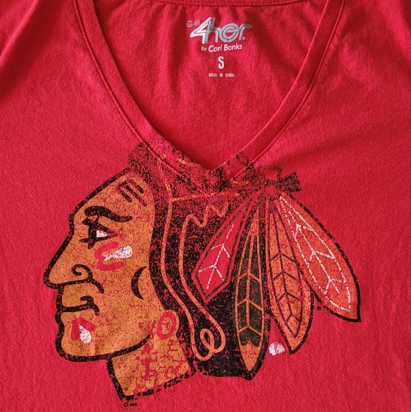 Chicago Blackhawks Womens V Neck GIII 4her by Carl Banks size Small preowned 💥 - Picture 2 of 6